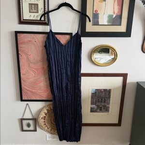 Zara Navy Blue Pleated Dress